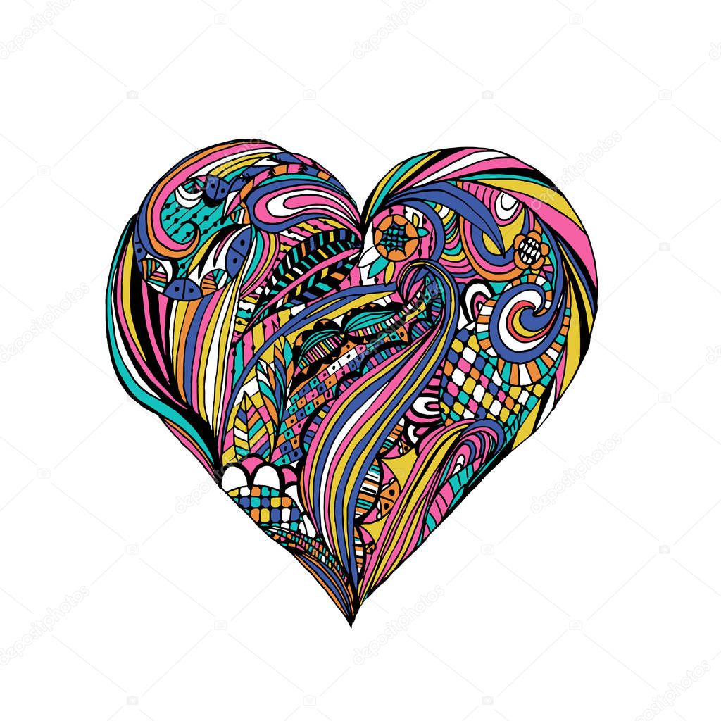 Handdrawn doodle heart for web site, greeting card and Valentine