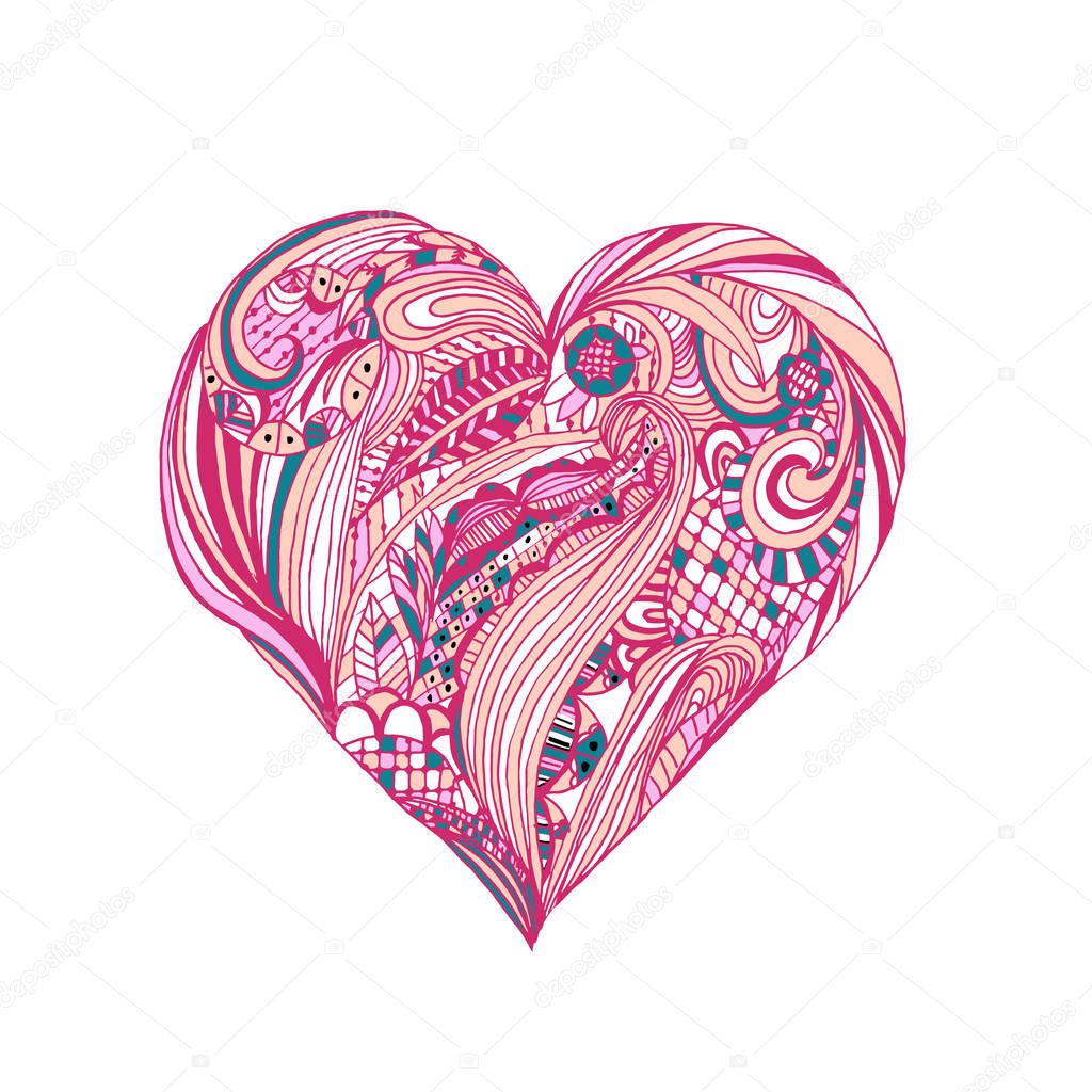 Handdrawn doodle heart for web site, greeting card and Valentine