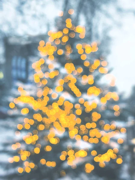 Christmas tree with lights glowing — Stock Photo, Image