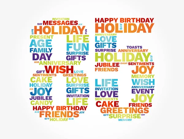 Happy Geburtstag Word Cloud Collage Konzept — Stockvektor