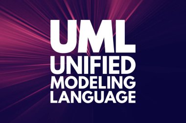 UML - Unified Modeling Language acronym, technology concept background clipart
