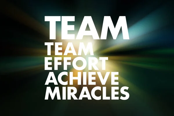 Team 团队努力达到奇迹的首字母缩写 商业概念背景 — 图库照片