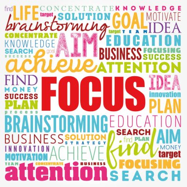 FOCUS kelime bulut kolajı, iş konsepti geçmişi