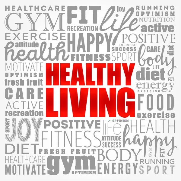 Healthy Living Word Cloud Collage Health Concept Background — Stock Photo, Image