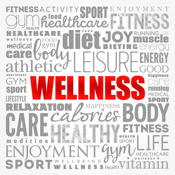 Wellness Wortwolke Fitness Sport Gesundheitskonzept Hintergrund — Stockfoto