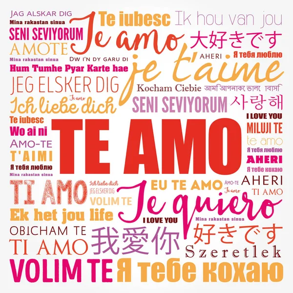 Dünyanın farklı dillerinde kelime bulutu Te amo (İspanyolca seni seviyorum)