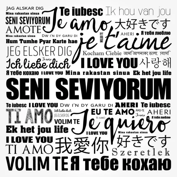Seni seviyorum (I Love You in Turkish) word cloud in different languages of the world
