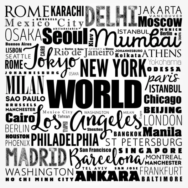 World Word Cloud Concept Made Words Cities Names Business Concept — Stock Photo, Image