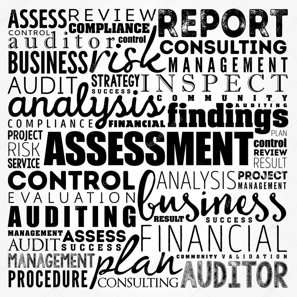 ASSESSMENT word cloud collage, business concept background