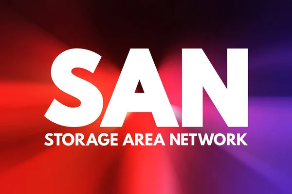 San Acrónimo Storage Área Network Fondo Concepto Tecnológico —  Fotos de Stock