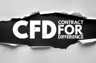 Farkı finanse etmek için CFD Sözleşmesi. Metin anlamında yırtılmış kağıt arkaplan. Ticaret, yatırım ve finans piyasası terminolojisi kısaltma kavramı