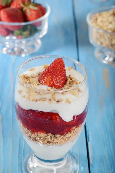 Top View Strawberry Parfait — Stock Photo, Image