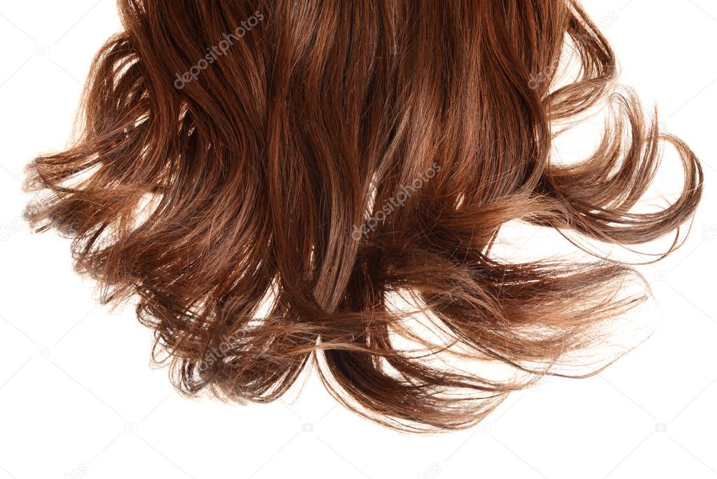 piece of short brunette brown hair isolated
