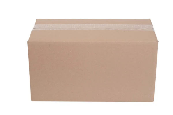Απομονωμένη Κουτί Από Χαρτόνι Λευκό Φόντο — Φωτογραφία Αρχείου