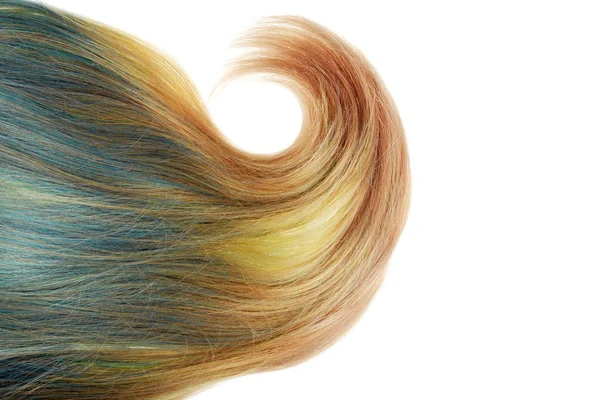Κομμάτι Της Μαλλιά Ξανθά Και Μπλε Umbra Χοντρή Μπούκλα Απομονωμένες — Φωτογραφία Αρχείου