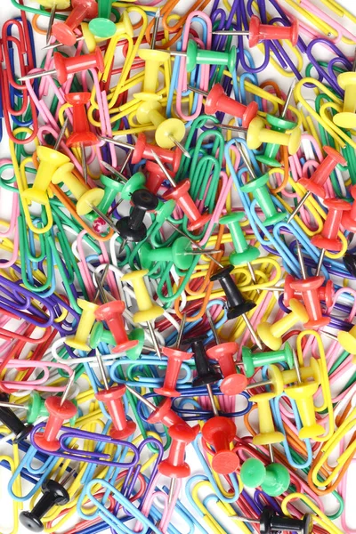 Background Push Pins Paper Clips Stock Photo