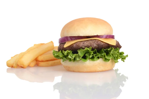 Hamburguesa Papas Fritas — Foto de Stock