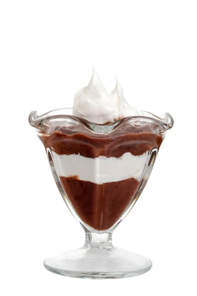 Chocolate Pudding Layered Whipped Cream — Stock Photo, Image
