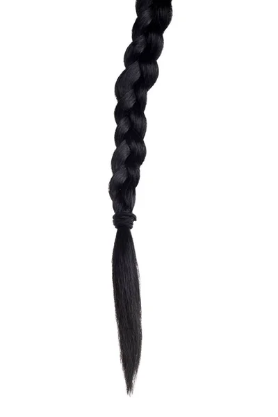 Pedaço Cabelo Preto Trançado — Fotografia de Stock