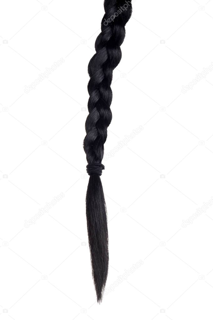 piece of black hair braided