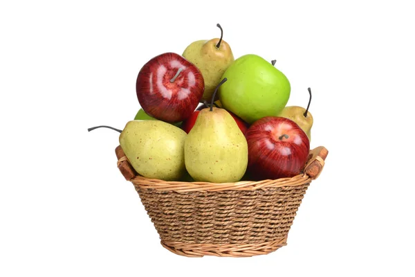 Isolated Basket Apples Pears — Stock Photo, Image