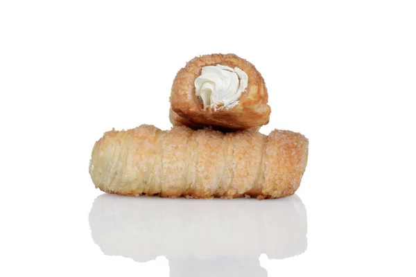 Closeup Κρέμα Πλήρωση Cannoli — Φωτογραφία Αρχείου