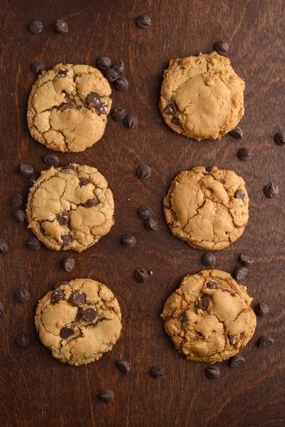 Top View Chocolate Chip Cookies — Stock Photo, Image