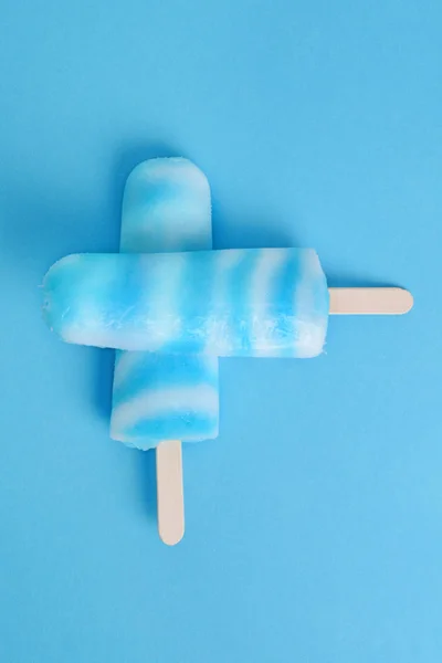 Felülnézet Kék Málna Vanília Popsicle — Stock Fotó