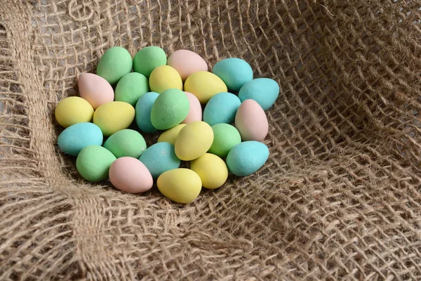 Closeup Easter Candy Eggs Nest — Stock Photo, Image