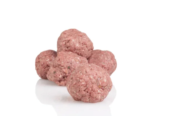 Closeup Raw Homemade Raw Meatballs — Stock Photo, Image