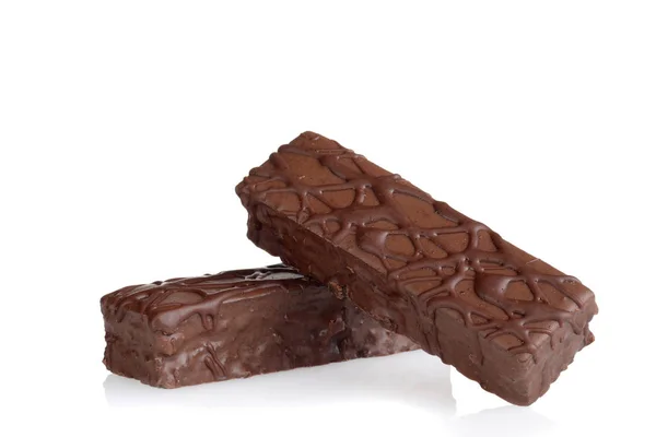 Closeup Chocolate Bar Cakes White — Stock Photo, Image