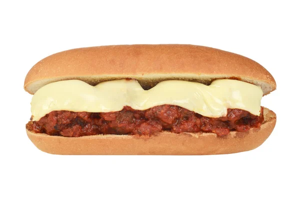 孤立的肉丸子三明治与奶酪 — 图库照片