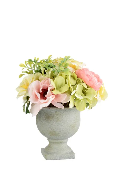 Flower Pot Bouquet Yellow Pink Roses — Stock Photo, Image