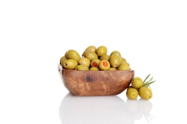 pimento yeşil zeytin ahşap kase