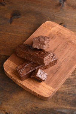 üst görünümü kazık çikolata krema dolgulu kek çubukları