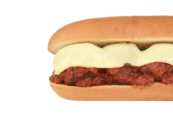 Isolerad Närbild Köttbulle Sub Sandwich — Stockfoto