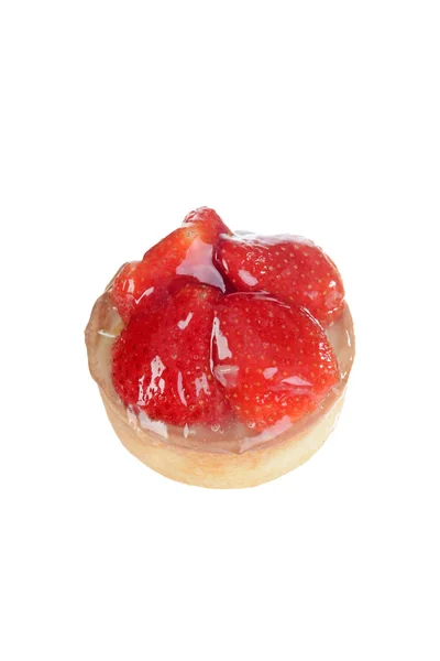 Isolated Strawberry Custard Glazed Tart — Stock Photo, Image