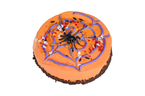 Top View Orange Halloween Decorated Cake — Stock Photo, Image