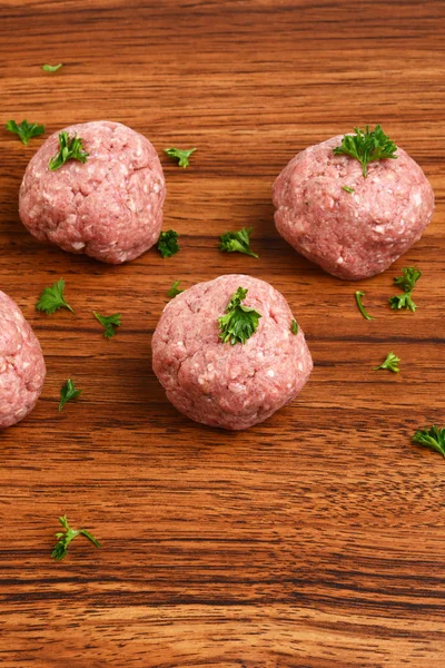 Raw Meatballs Parsley — Stock Photo, Image