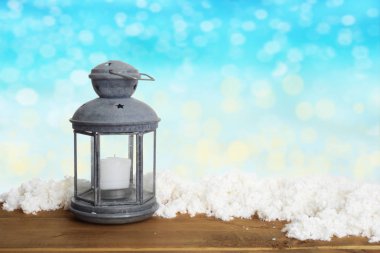 Fener ve kar Noel arka plan