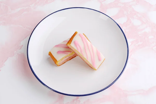 Top View Two English Angel Cake Slices — Stock Photo, Image