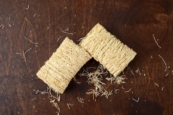 Shredded Wheat Cereal Wood Table — Stock Photo, Image