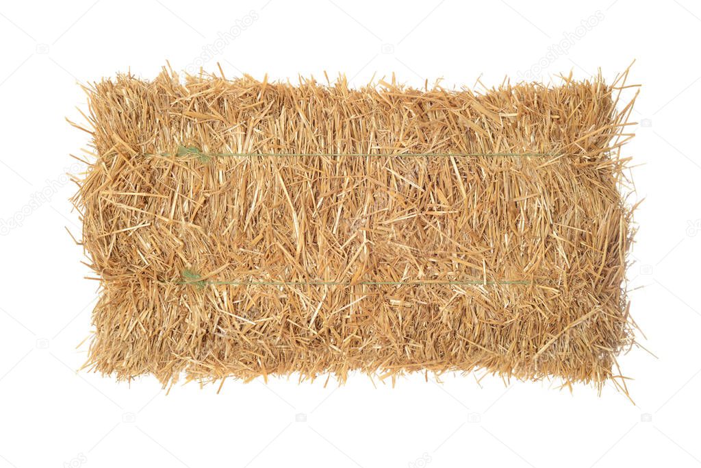 isolated top view bale of straw