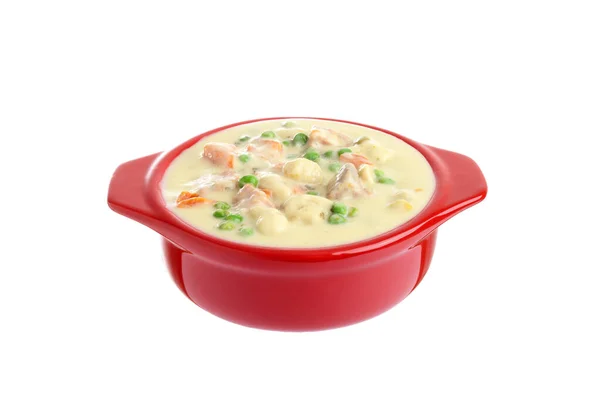 Isolated Bowl Chicken Vegetable Cream Soup — Stock Photo, Image
