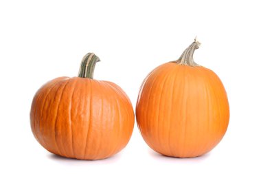  Beyaz arkaplanda iki balkabağı