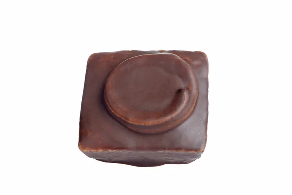 Bolo Coberto Chocolate Isolado — Fotografia de Stock