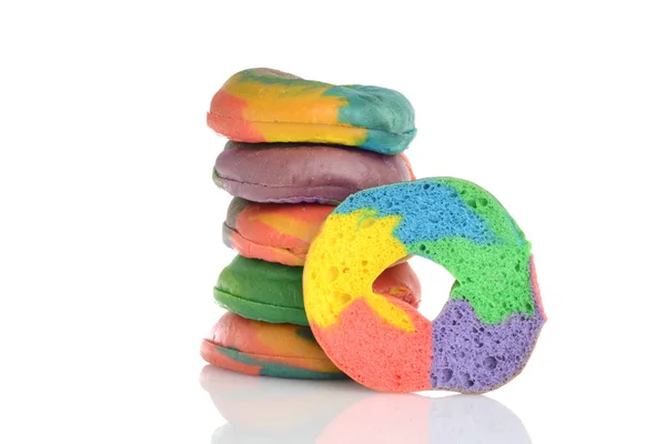 Stack Rainbow Bagels Cross Section — Stock Photo, Image