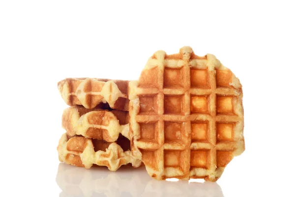 Homemade Pile Belgian Waffles White — Stock Photo, Image