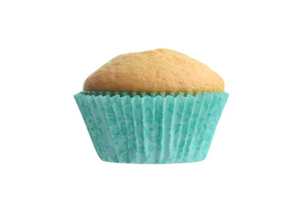 Geïsoleerde Cupcake Blauwe Papieren Beker — Stockfoto