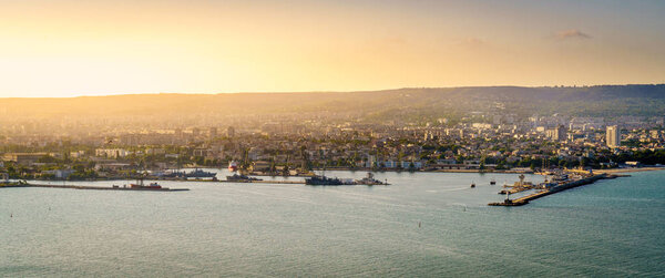 View of Black Sea coastline of the port of Varna, Bulgaria